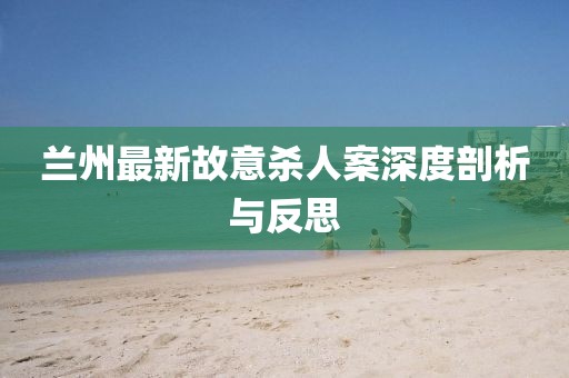 兰州最新故意杀人案深度剖析与反思