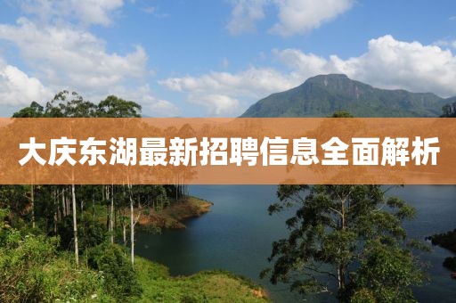 大庆东湖最新招聘信息全面解析