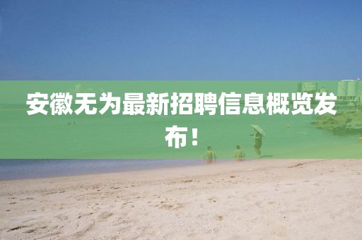 安徽无为最新招聘信息概览发布！
