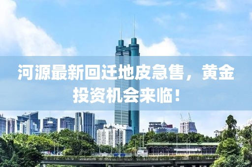 河源最新回迁地皮急售，黄金投资机会来临！