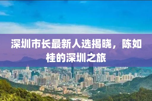深圳市长最新人选揭晓，陈如桂的深圳之旅