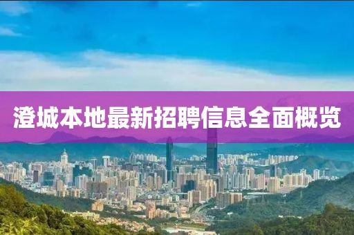 澄城本地最新招聘信息全面概览