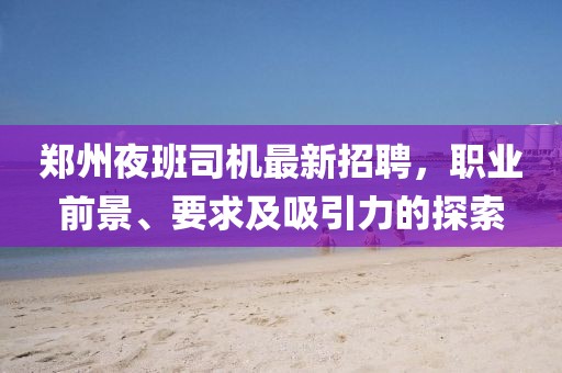 郑州夜班司机最新招聘，职业前景、要求及吸引力的探索