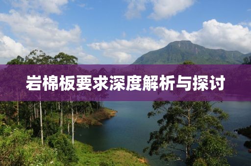 岩棉板要求深度解析与探讨