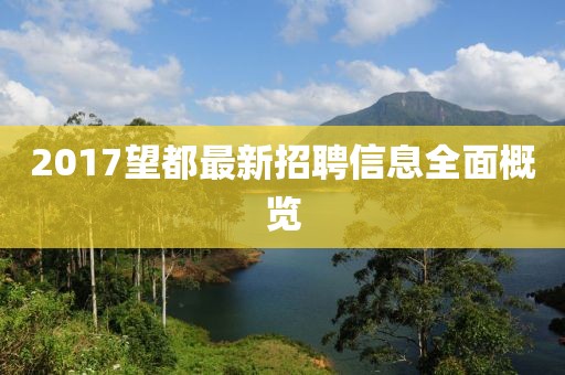 2017望都最新招聘信息全面概览