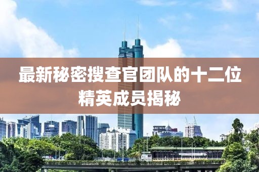 最新秘密搜查官团队的十二位精英成员揭秘