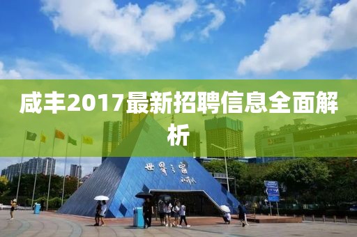 咸丰2017最新招聘信息全面解析