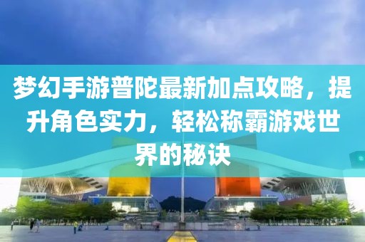 梦幻手游普陀最新加点攻略，提升角色实力，轻松称霸游戏世界的秘诀