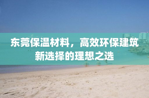 东莞保温材料，高效环保建筑新选择的理想之选