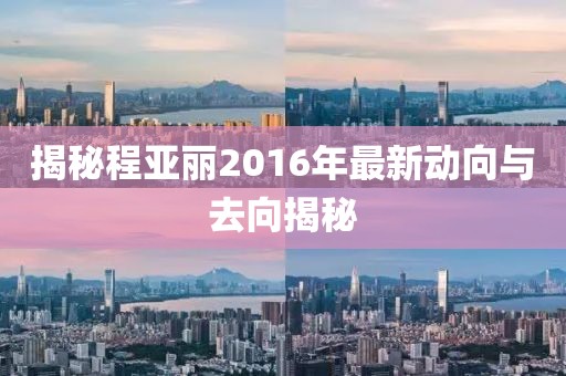 揭秘程亚丽2016年最新动向与去向揭秘
