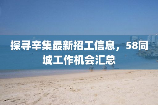 探寻辛集最新招工信息，58同城工作机会汇总