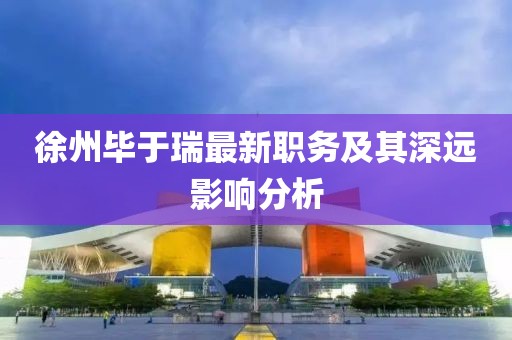 徐州毕于瑞最新职务及其深远影响分析