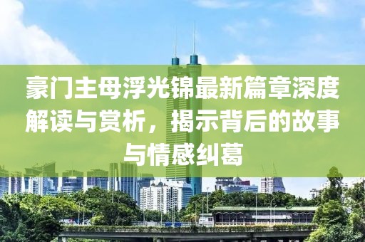 豪门主母浮光锦最新篇章深度解读与赏析，揭示背后的故事与情感纠葛