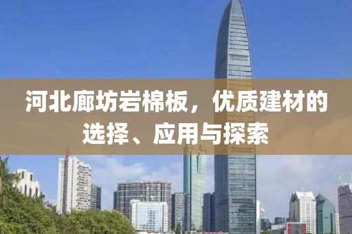 河北廊坊岩棉板，优质建材的选择、应用与探索
