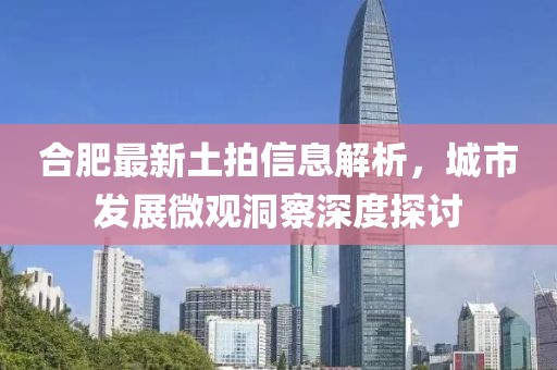 合肥最新土拍信息解析，城市发展微观洞察深度探讨