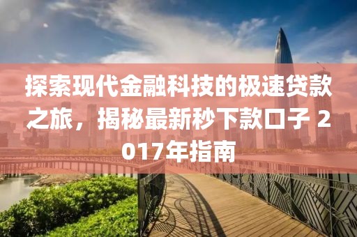 探索现代金融科技的极速贷款之旅，揭秘最新秒下款口子 2017年指南