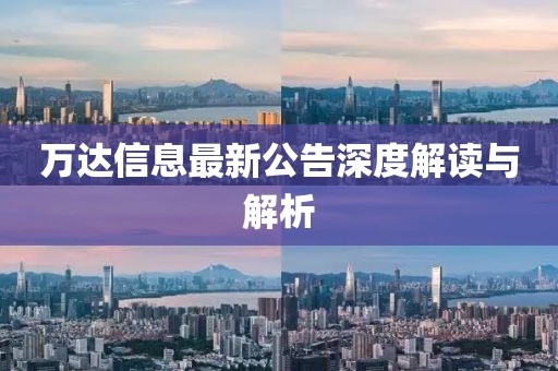 万达信息最新公告深度解读与解析