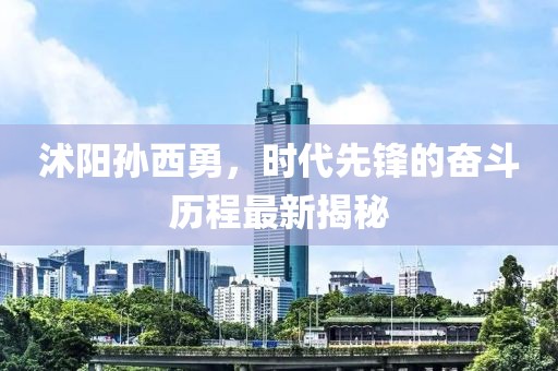 沭阳孙西勇，时代先锋的奋斗历程最新揭秘