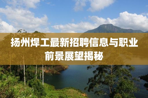 扬州焊工最新招聘信息与职业前景展望揭秘