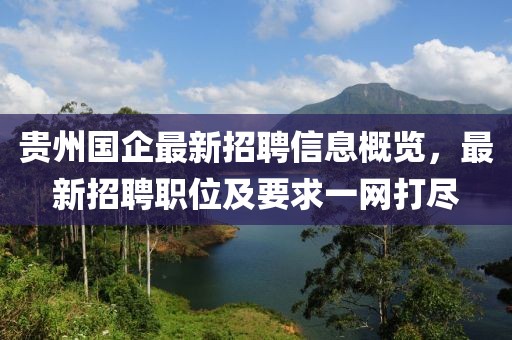 贵州国企最新招聘信息概览，最新招聘职位及要求一网打尽