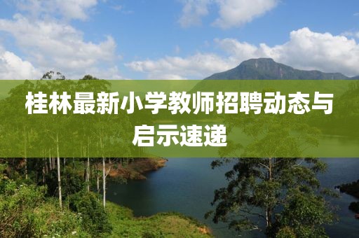 桂林最新小学教师招聘动态与启示速递