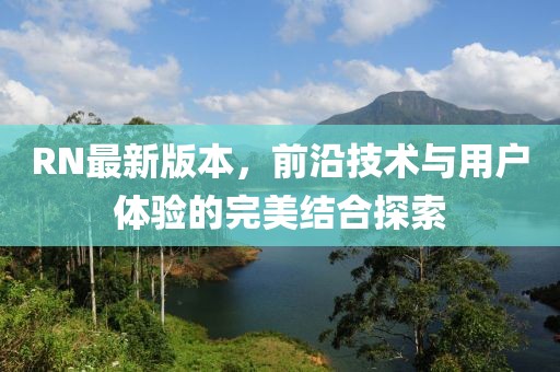 RN最新版本，前沿技术与用户体验的完美结合探索