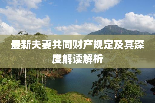 最新夫妻共同财产规定及其深度解读解析