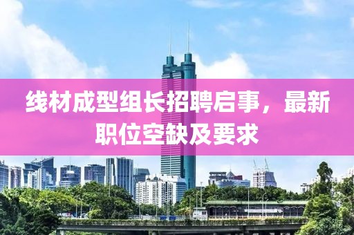 线材成型组长招聘启事，最新职位空缺及要求