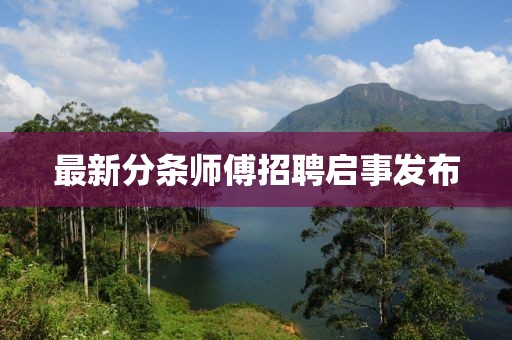 最新分条师傅招聘启事发布