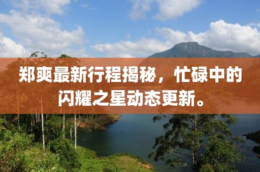 郑爽最新行程揭秘，忙碌中的闪耀之星动态更新。