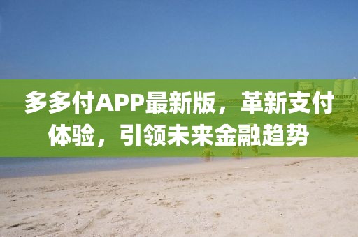 多多付APP最新版，革新支付体验，引领未来金融趋势