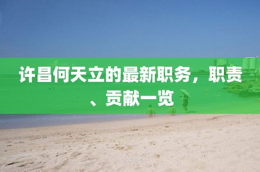 许昌何天立的最新职务，职责、贡献一览