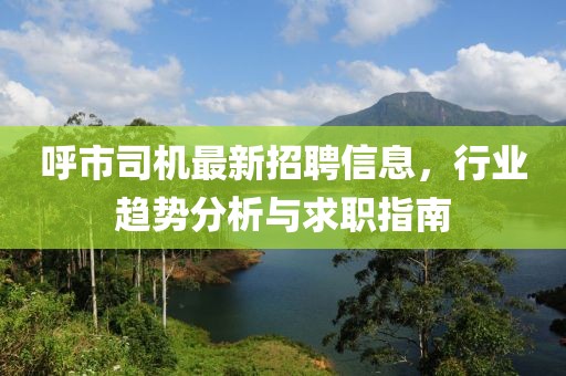 呼市司机最新招聘信息，行业趋势分析与求职指南