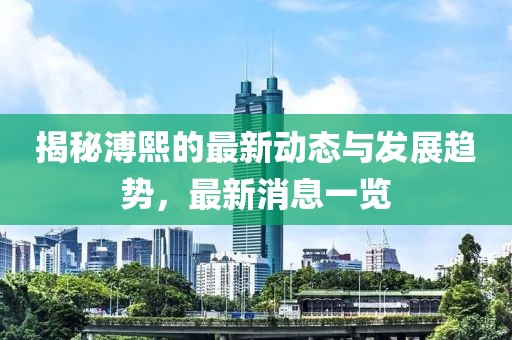 揭秘溥熙的最新动态与发展趋势，最新消息一览