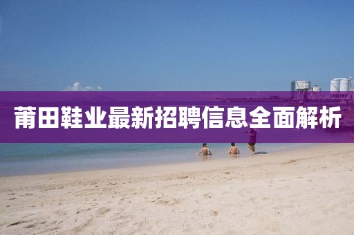 莆田鞋业最新招聘信息全面解析