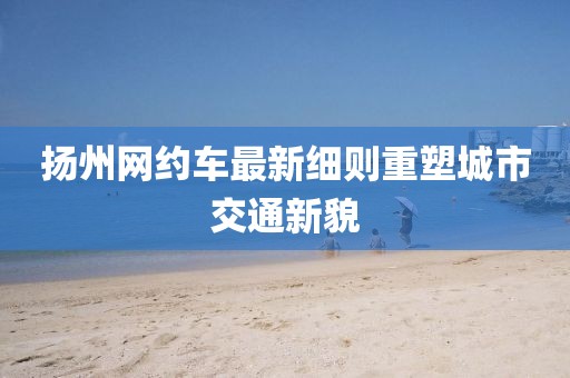 扬州网约车最新细则重塑城市交通新貌
