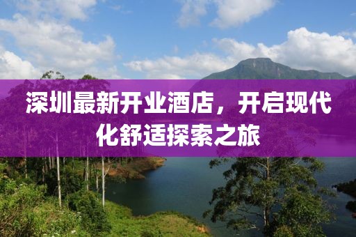 深圳最新开业酒店，开启现代化舒适探索之旅