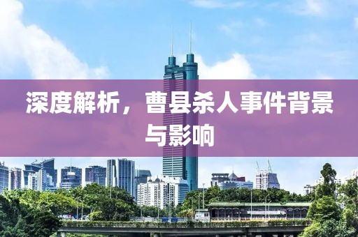 深度解析，曹县杀人事件背景与影响