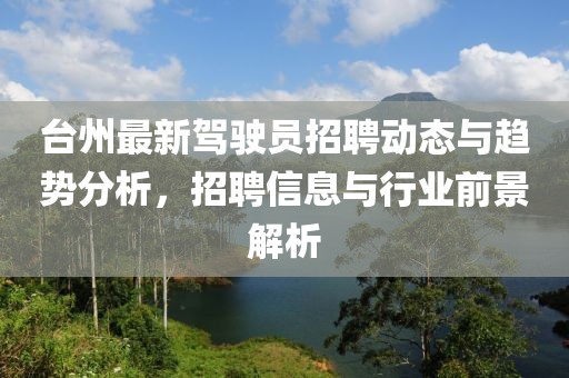 台州最新驾驶员招聘动态与趋势分析，招聘信息与行业前景解析