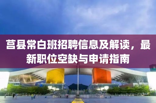 莒县常白班招聘信息及解读，最新职位空缺与申请指南