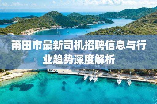 莆田市最新司机招聘信息与行业趋势深度解析