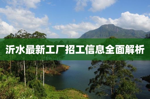 沂水最新工厂招工信息全面解析