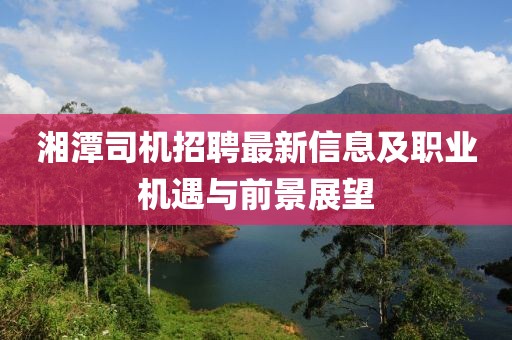 湘潭司机招聘最新信息及职业机遇与前景展望