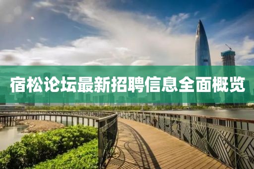 宿松论坛最新招聘信息全面概览