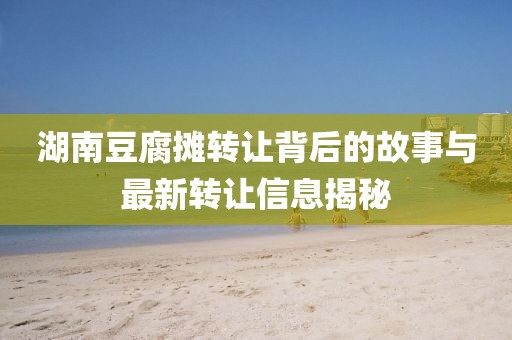 湖南豆腐摊转让背后的故事与最新转让信息揭秘
