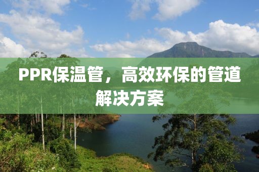 PPR保温管，高效环保的管道解决方案