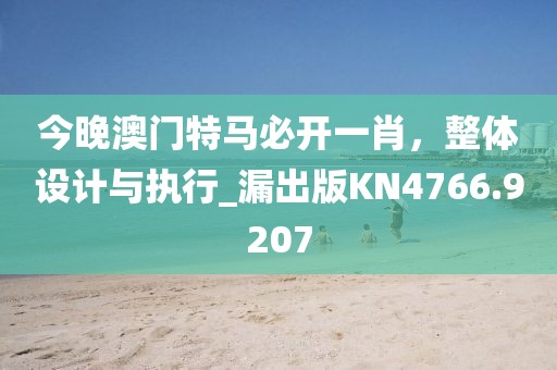 今晚澳门特马必开一肖，整体设计与执行_漏出版KN4766.9207