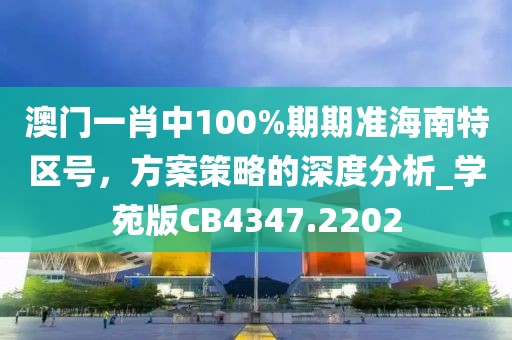 澳门一肖中100%期期准海南特区号，方案策略的深度分析_学苑版CB4347.2202