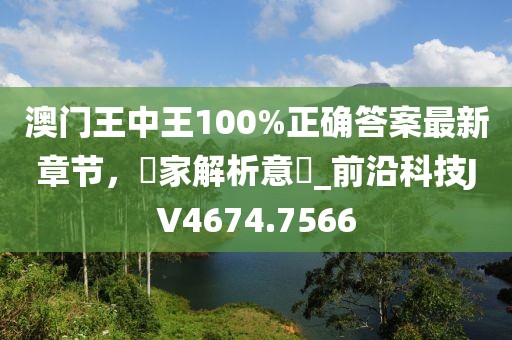 澳门王中王100%正确答案最新章节，專家解析意見_前沿科技JV4674.7566