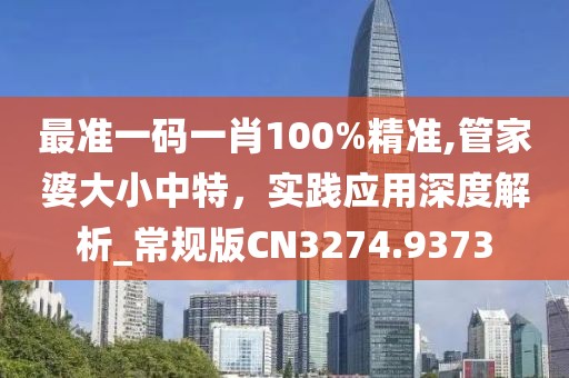 最准一码一肖100%精准,管家婆大小中特，实践应用深度解析_常规版CN3274.9373